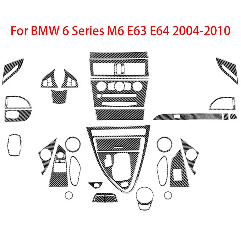 For BMW 6 Series M6 E63 E64 2004 2005 2006 2007 2008 2009 2010 Carbon Fiber Black Stickers Car Interior Decorative Accessories