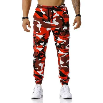 New Men's Patchwork Camouflage Jogging Pants Outdoor Sports Pants Football Training Fitness Pants Breathable and Quick Drying