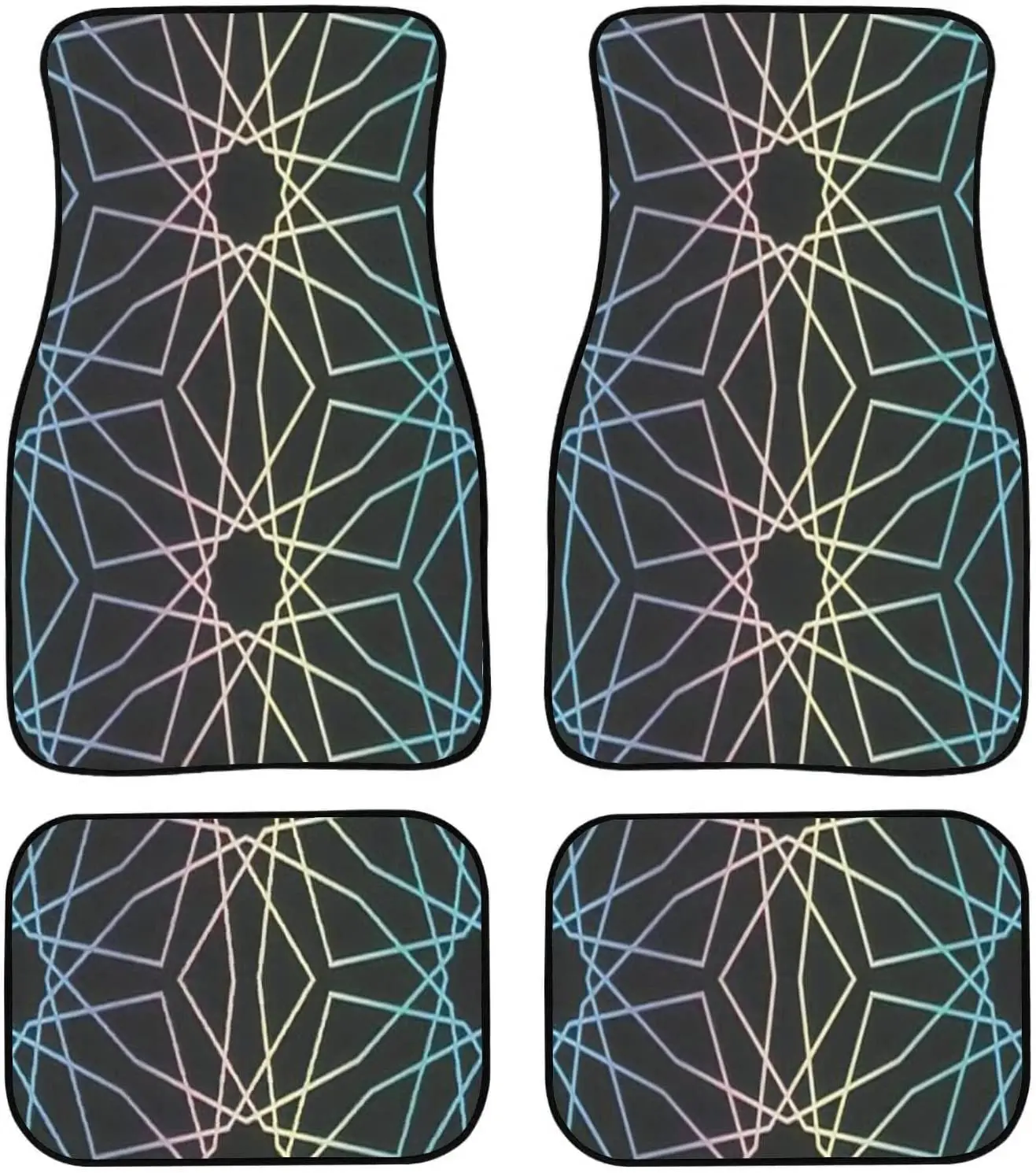 

Car Floor Mats Holographic Iriscent Gradient 12 Fold Geometric Seamless Repeat Carpet Floor Mats For Cars, Auto Interior Decor