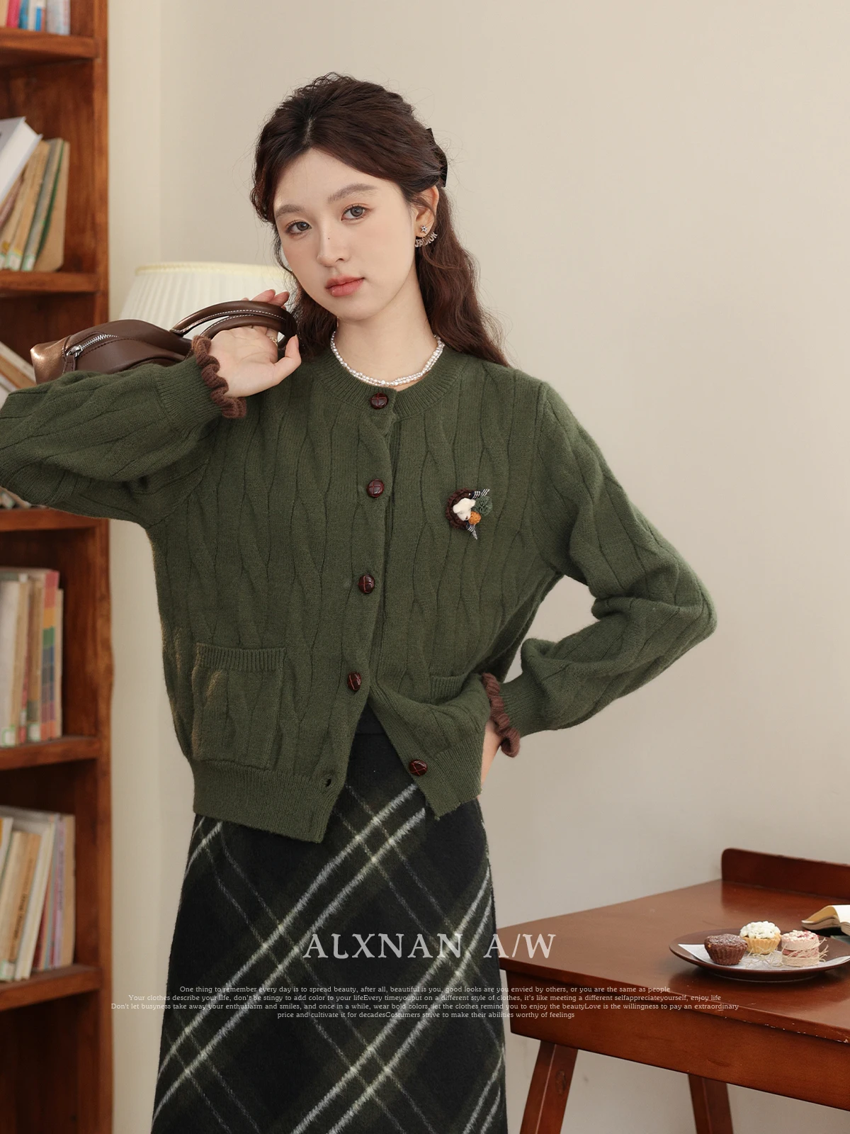 ALXNAN Women's Plaid Skirt 2025 Autumn Winter Long A-line Skirts Elegant Casual Office Lady High-waist Female Clothing LXN32588 - Image 2