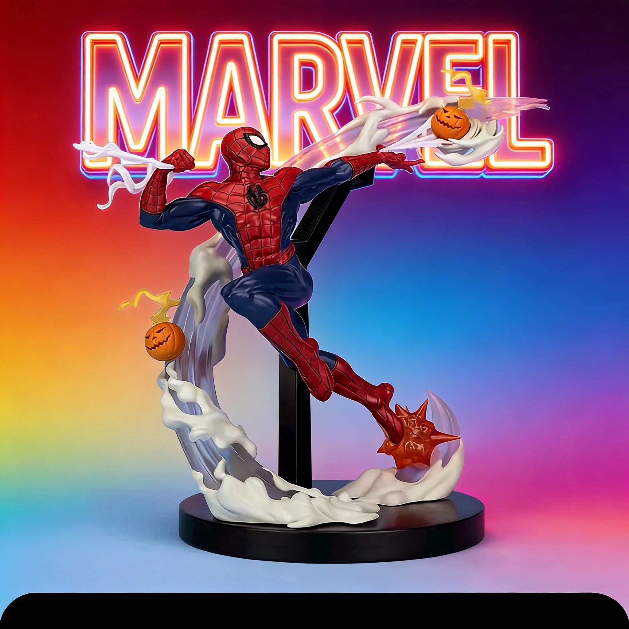 

Marvel Spider Man Green Goblin Battle Scene Pumpkin Action Figure Collectible Statue Model Toy for Comic Fans Movie Lovers