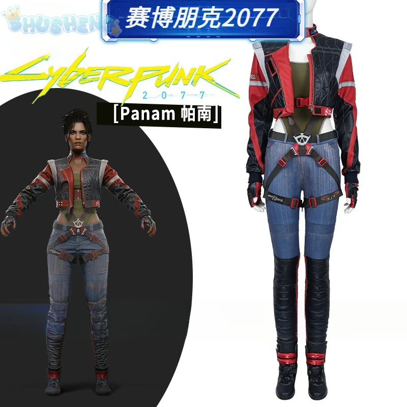 Nuovo gioco PanAm palms punk 2077 costume cosplay camicia pantaloni cappotto cinture stivali fantasia Halloween donna uomo set made xs-xxxl