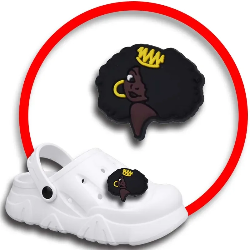 

Afro Head Shoe Charms for Crocs Sandals Women Clogs Pins Shoe Decorations Accessory Men Badges Boys Girls Kids Shoes Accessories