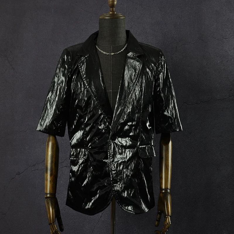 

Male Singer Host Stage Costume Jazz Dance Clothes For Men Black Casual Suit Adult Hip Hop Street Dance Performance Wear VDL3983