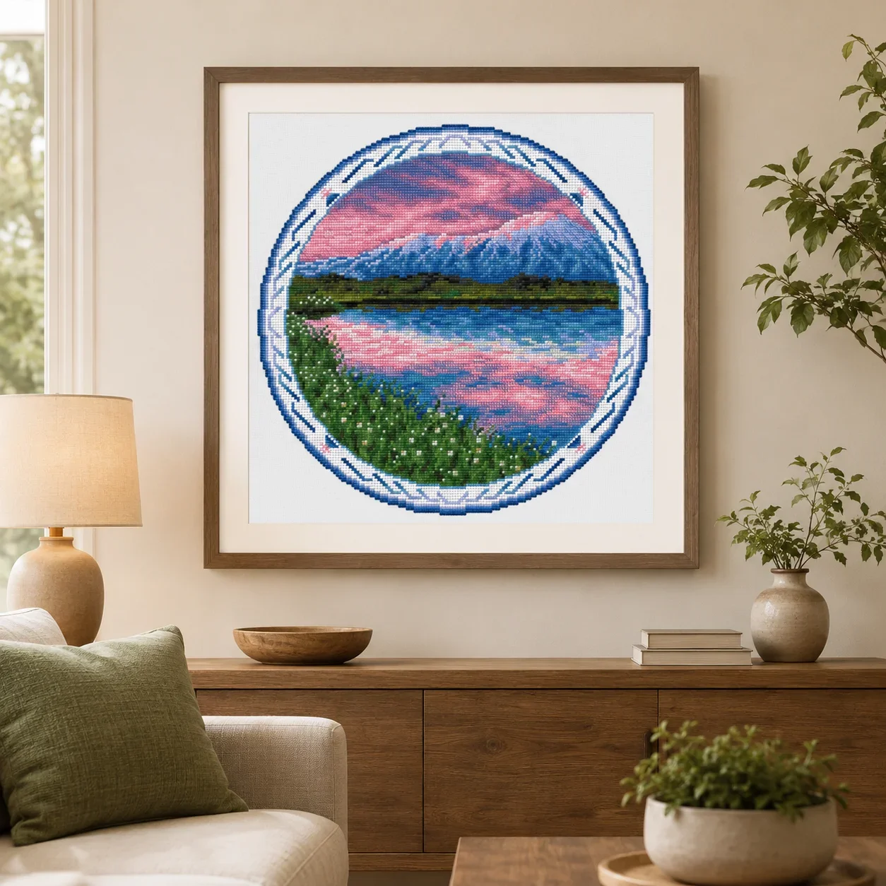 [CC5791 - Torbak Volcano in Kamchatka Peninsula]Stamped Cross Stitch Kit for Adults and Kids, Easy Pre-Printed Canvas with Cotto