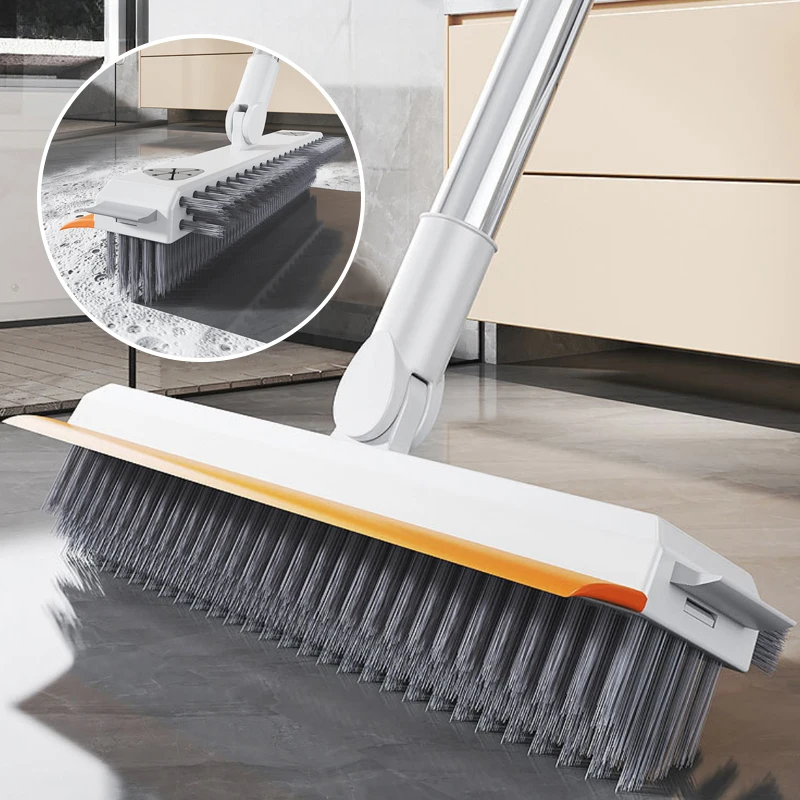 فرشاة تنظيف بمقبض طويل قابلة للتطوير، فرشاة تنظيف أرضية الحمام متعددة الوظائف، مكشطة سيليكون، مكنسة سحرية، ممسحة زجاجية #1