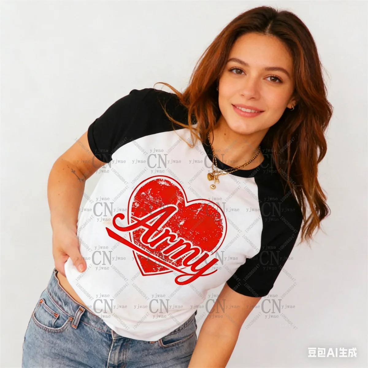 

Red Heart Army Shirt Funny Y2K Aesthetic Sassy Crewneck Sweatshirt Concert T-shirt Tour Tee Summer Adult Child's Cotton T-shirts