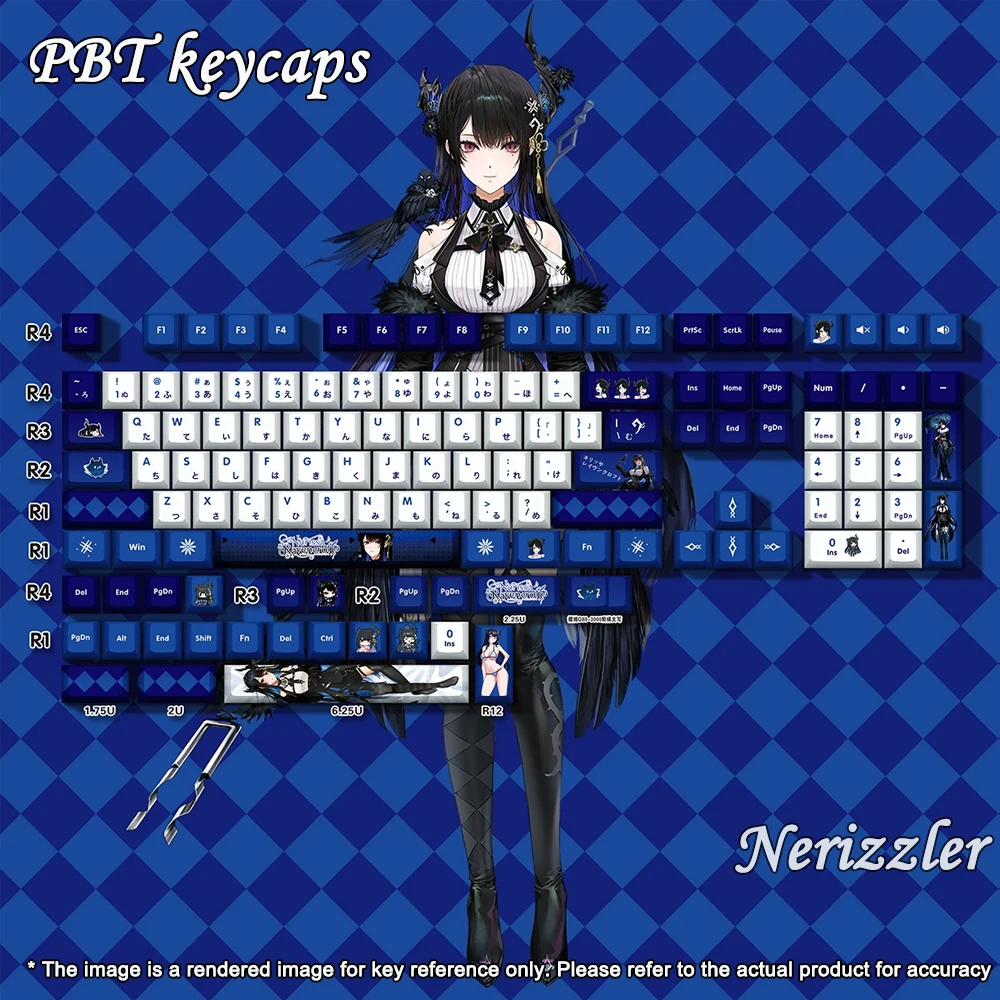 Anime Keycaps Kanata Hololive Vtuber Key Cover PBT DYE Sublimation Cherry Profile For MX Cross Switch Keycap Mechanical Keyboard