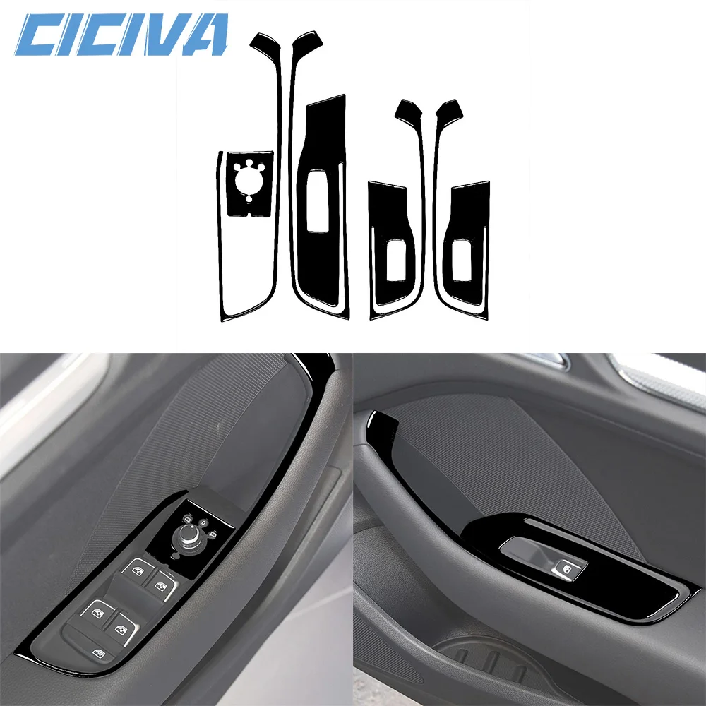 

For Audi A3 S3 RS3 8V 2013-2019 Piano Black Window Lift Control Panel Decoration Cover Car inside Trim Accessories Sticker