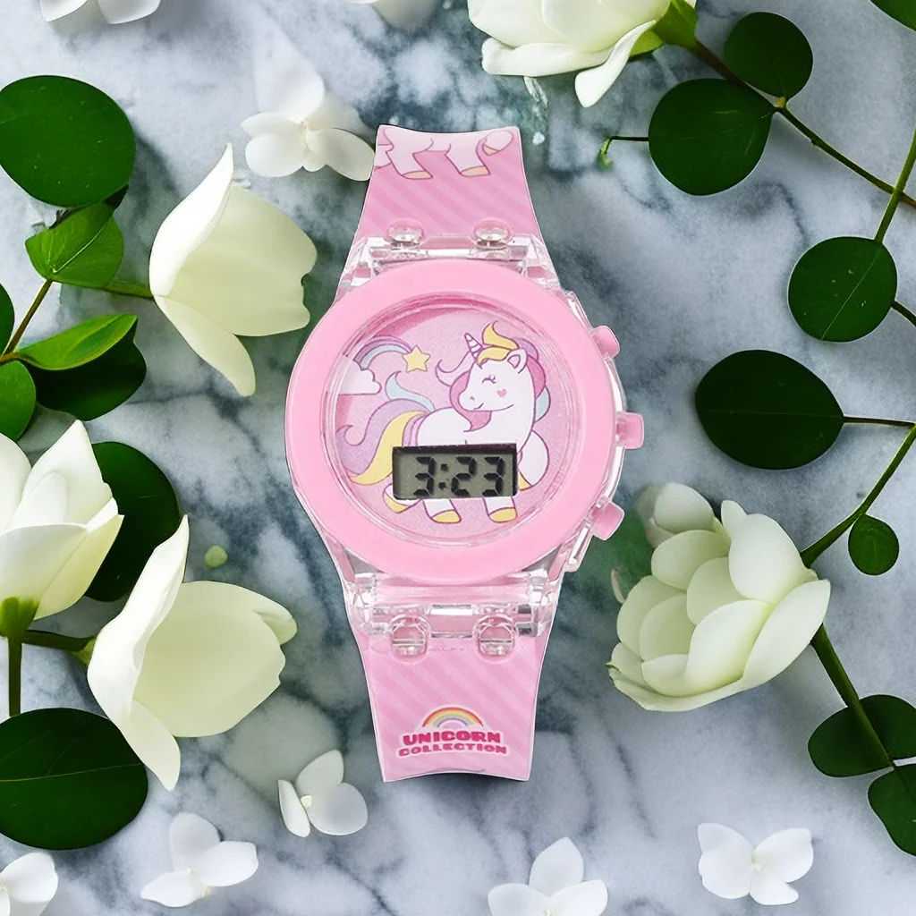 Orologi luminosi per bambini per ragazze Flash Glow Up Light colorful Cartoon Unicorn orologio elettronico digitale regali per feste di compleanno