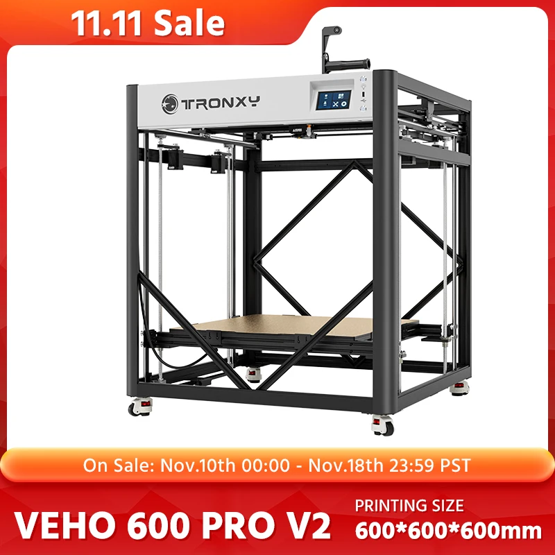 3D-принтер Tronxy VEHO-600 PRO V2, крупная печать, Szie 600*600 мм, экструзионная конструкция профиля, двухосевая направляющая железная дорога