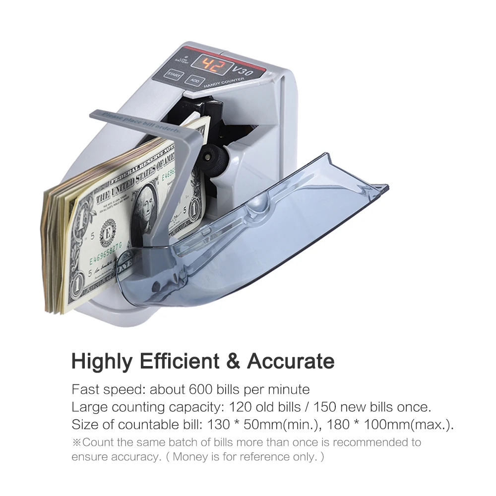 【New】Mini Handy Bill Cash Banknote Counter Money Currency Counting Machine AC Or Battery Powered Mini Bill Counter