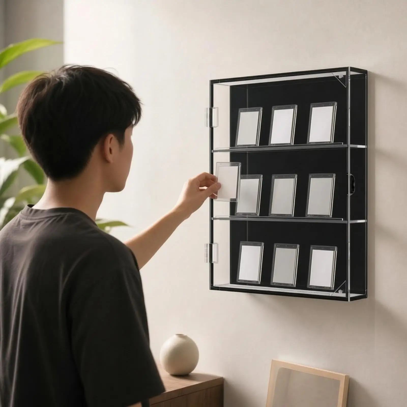 Acrylic Wall Card Display Case with Door for Baseball Basketball Sports Cards Collection Showcase Holder