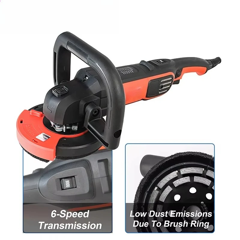 Handheld 1600W 125mm Concrete Ground Grinder Machine for Cement Floor with Adjustable Speed