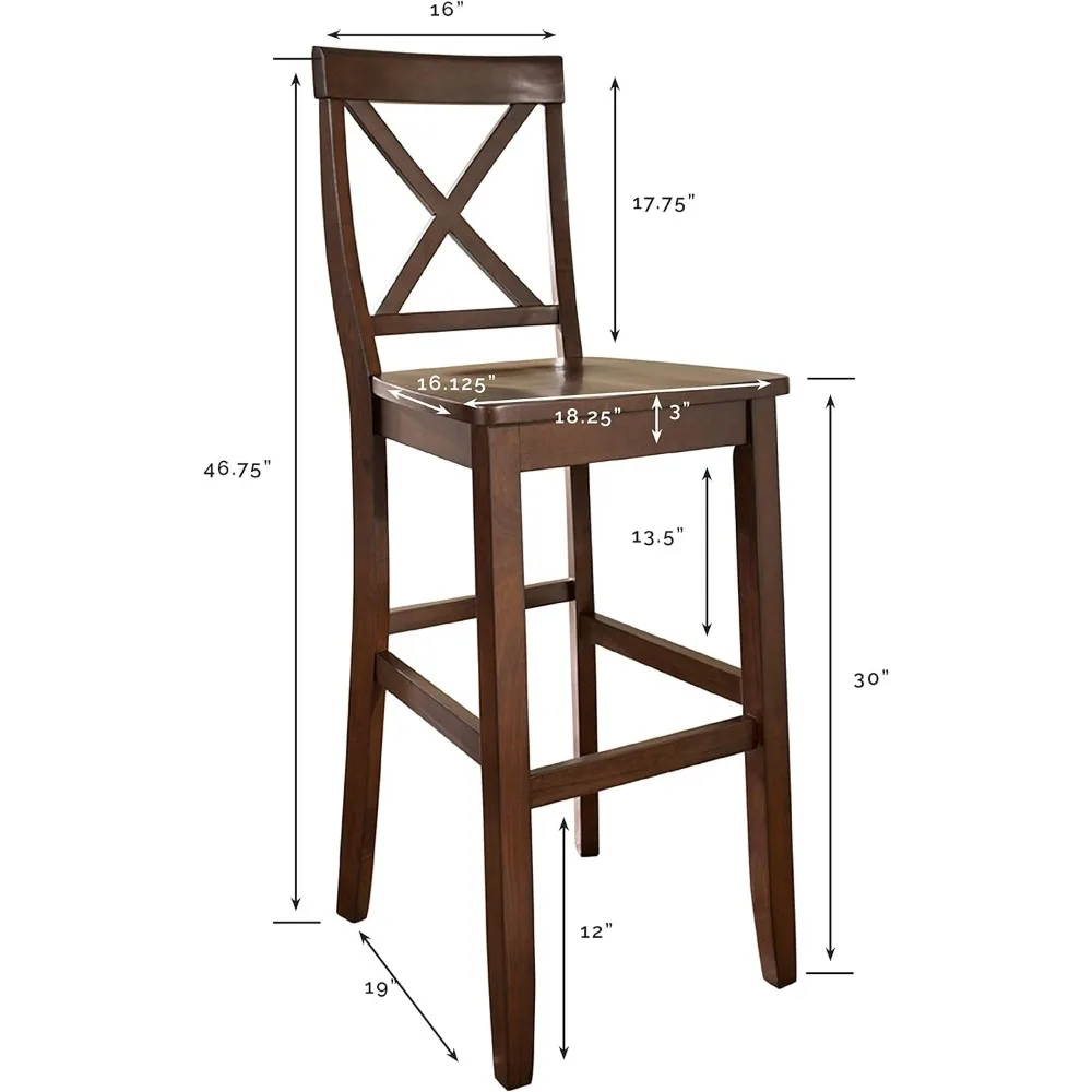 X-Back Barkruk (Set Van 2), 30-Inch, Vintage Mahonie