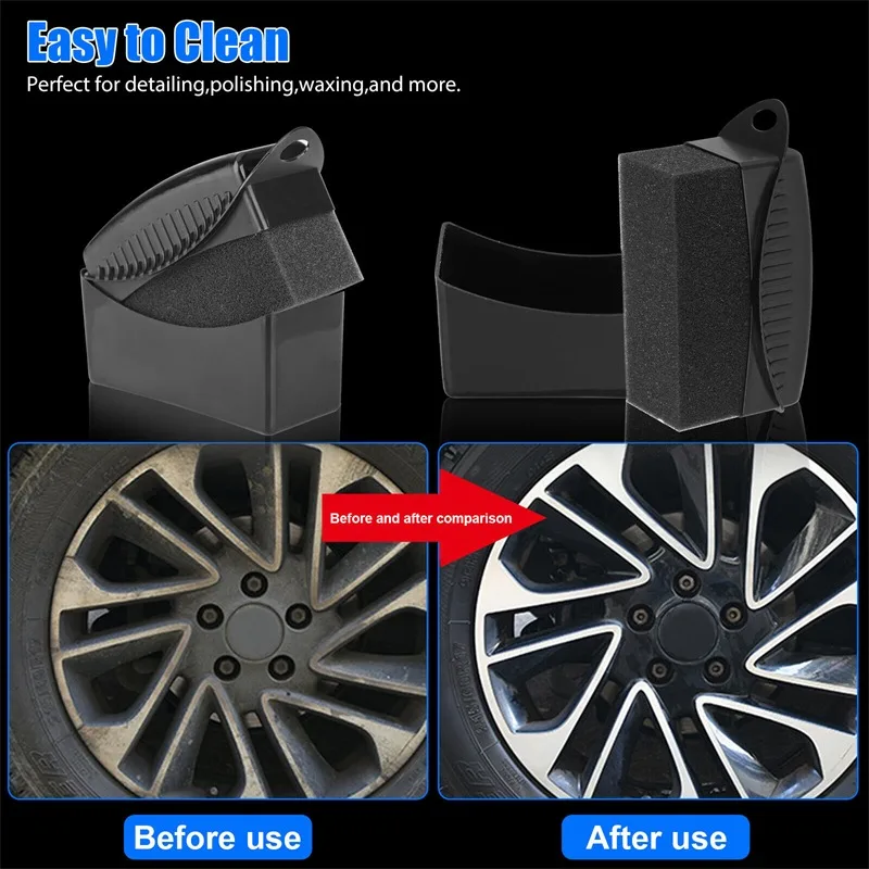 Car Tire Sponge Brush Wheel Waxing Polishing Sponge Wash Cleaning Brush Tire Contour Dressing Applicator Pads Detail Accessories