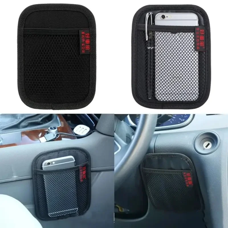 1/3/5pcs Multifunctional Universal Car Storage Net Oxford Fabric Black Storage Pocket Mobile Phone Pocket For Car