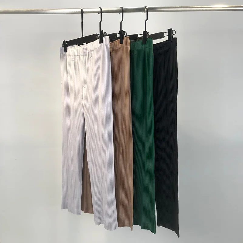 

Miyake плиссированные мужские прямые брюки, однотонные свободные повседневные брюки, модные спортивные длинные брюки в японском стиле, весна-лето