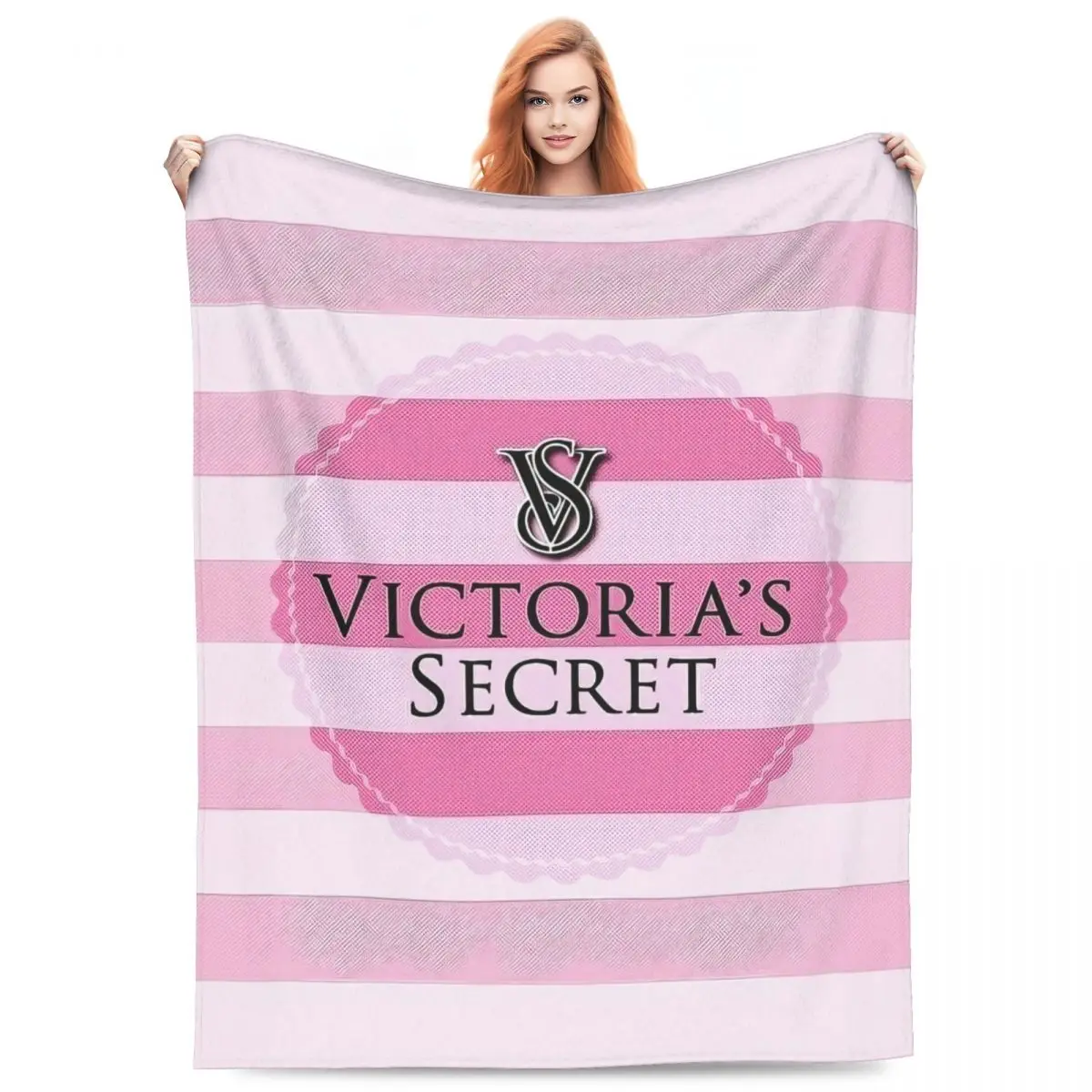 

Fashion Series V-victoria's-S-secret Logo Blanket Flannel Summer Breathable Warm Throw Blanket for Sofa Travel Plush Thin Quilt