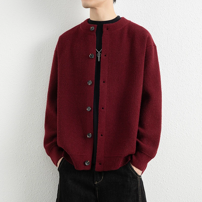 

Autumn and Winter Pullover Sweater, Retro Men's Long Sleeved Knitted Coat, Loose Fit, Raglan Sleeves, Daily Wear Top