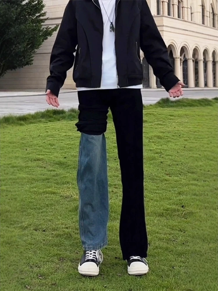 

Slimming Straight Leg Men's Jeans mid Waist Zipper Fly Casual Straight Tube Jeans American Sle Daily Wear