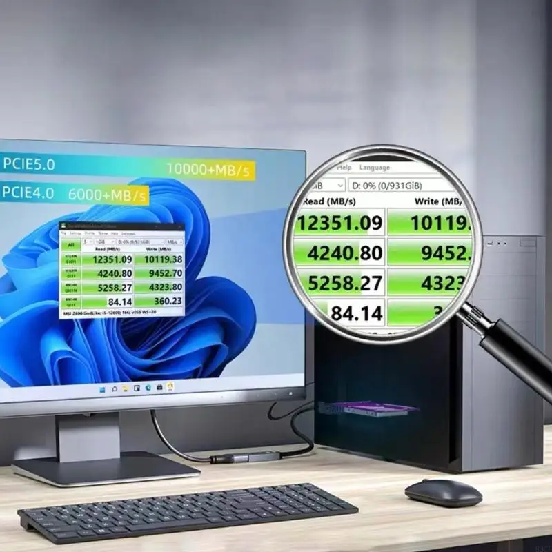 بطاقة محول قرص صلبة متعددة محرك أقراص متعددة لـ PCIE 5.0 4x مع استقرار جبل رأسي وتبديد الحرارة المتقدم 83CF