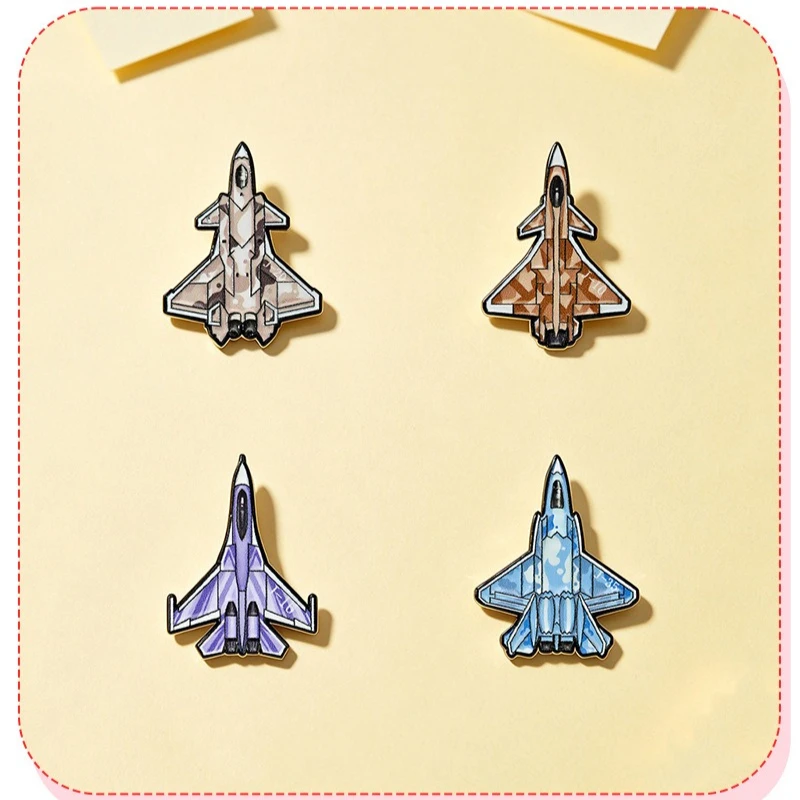 Aviation Lover Camouflage Fighter Design Enamel Metal Brooches Pins Badges DIY Clothing Bags Hat Scarf T-shirt Jeans Accessories