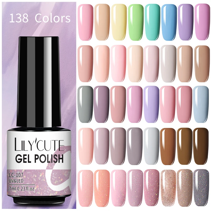 LILYCUTE Gel smalto per unghie colore brillante Gel per unghie vernice UV Semi permanente Manicure Soak Off Top Base Matte Top Coat vernici