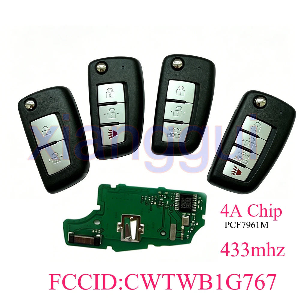 2/3/4 Buttons 433fskMHz 4A-PCF7961M FCCID:CWTWB1G767 Car Key Remote for Nissan F15 X-Trail T32 Micra Qashqai J11 Pulsar C13 Juke