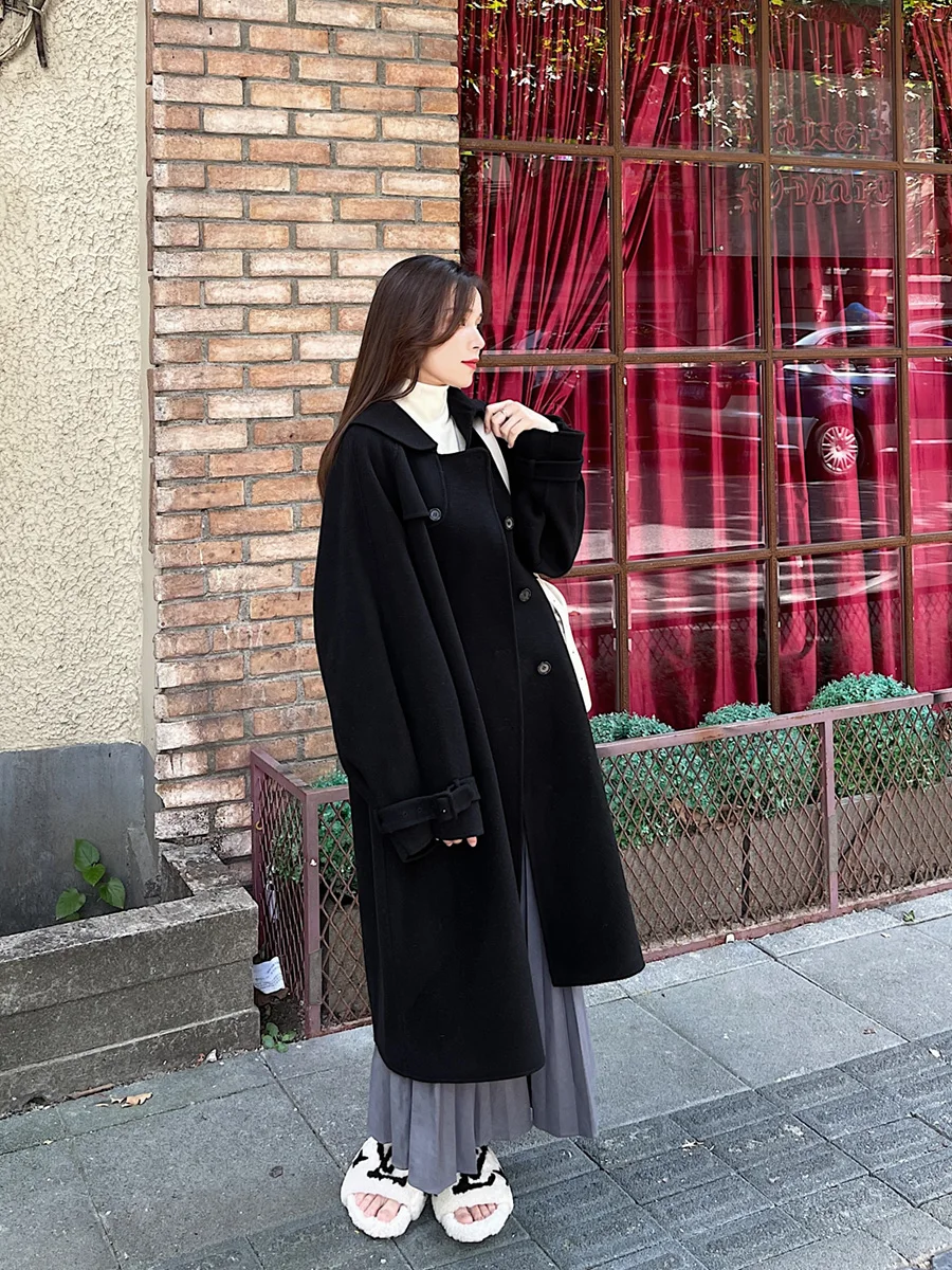 

Новинка: Женское шерстяное пальто свободного кроя в корейском стиле с воротником-стойкой, фиолетовое, осенне-зимнее