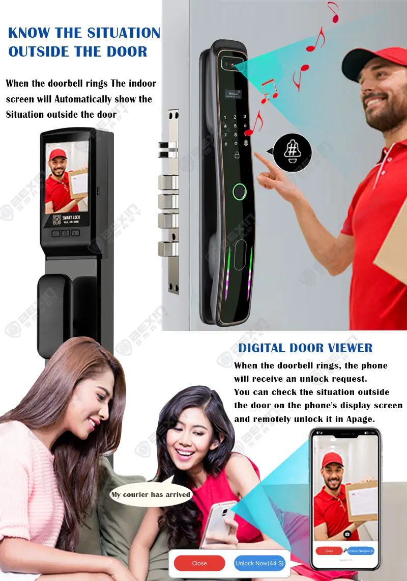 Imagem -02 - Wishome 3d Face Recognition Smart Door Lock Cartão Chave de Impressão Digital Nfc Telefone Desbloquear Desbloquear App ou Tuya App