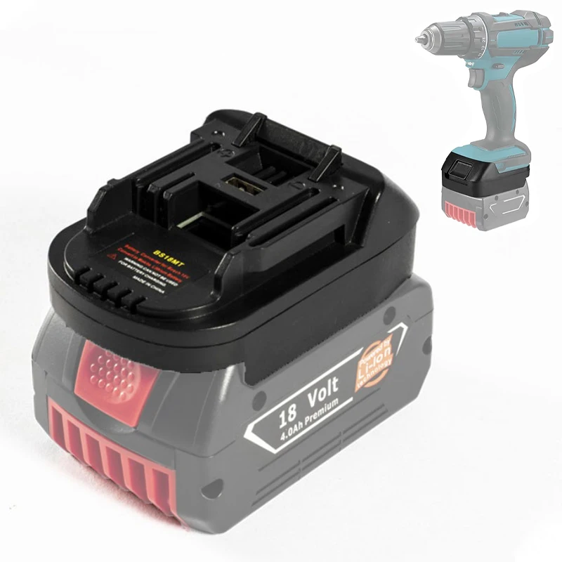 Bateria Adaptador Conversor para Bosch 18v Bat609 Bat618 Li-ion Bateria Convertida para Makita 18v Bl1830 Bl1850 Bateria Bs18mt