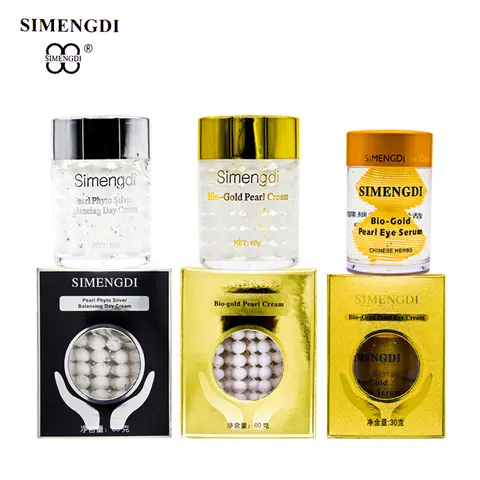 Crème de Jour Équilibrante Originale SIMENGDI Pearl Phyto Silver et Crème de Nuit Bio Gold Pearl + Crème Contour des Yeux Bio Gold Pearl