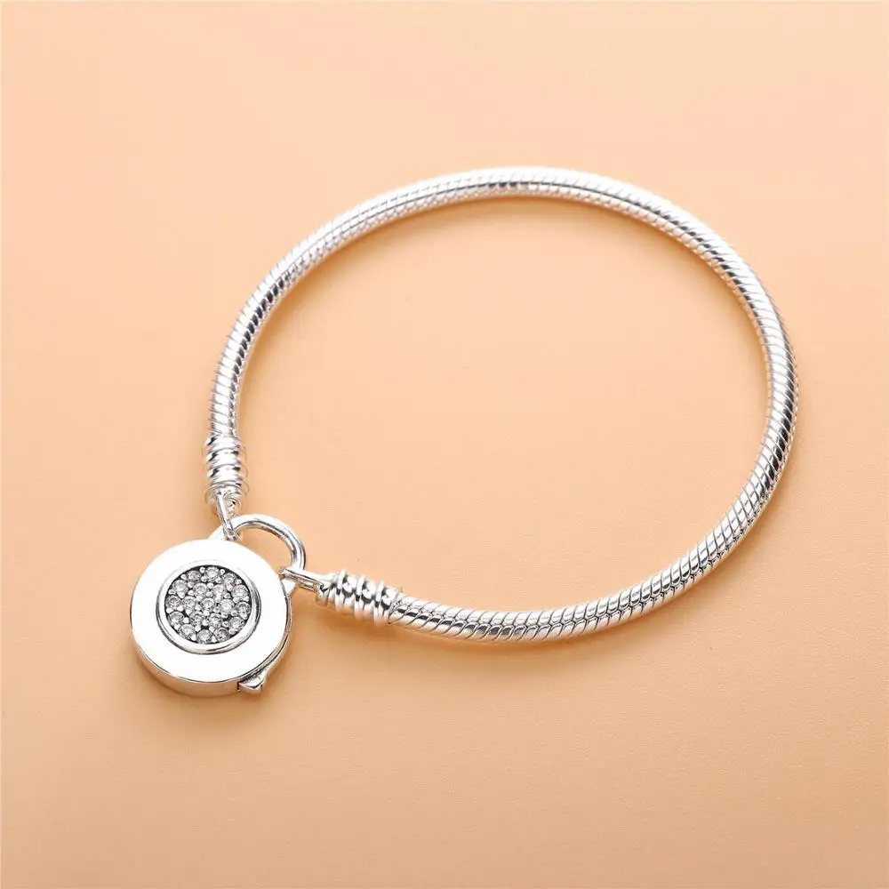 Authentic 100% 925 Sterling Silver pan   Bracelet Love Valentine's Day Bracelet Women Romantic Gift Jewelry