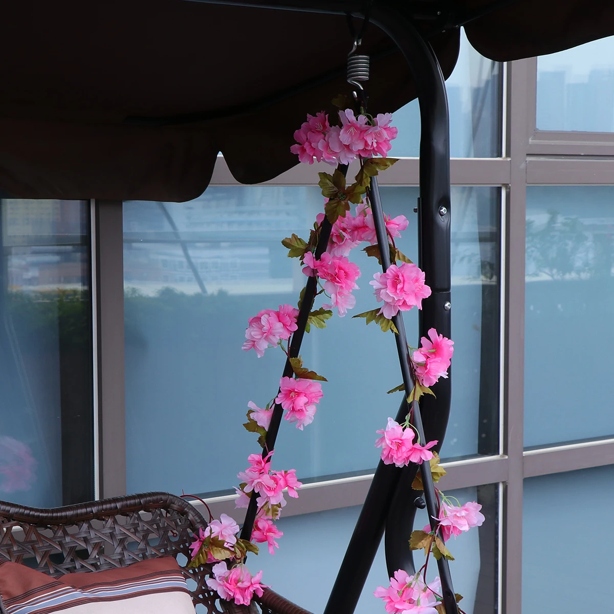 

Cherry Blossom Vine Rose Red Premium Artificial Flower Vine Wedding Home Garden Party Decoration Fake Decorative Vines