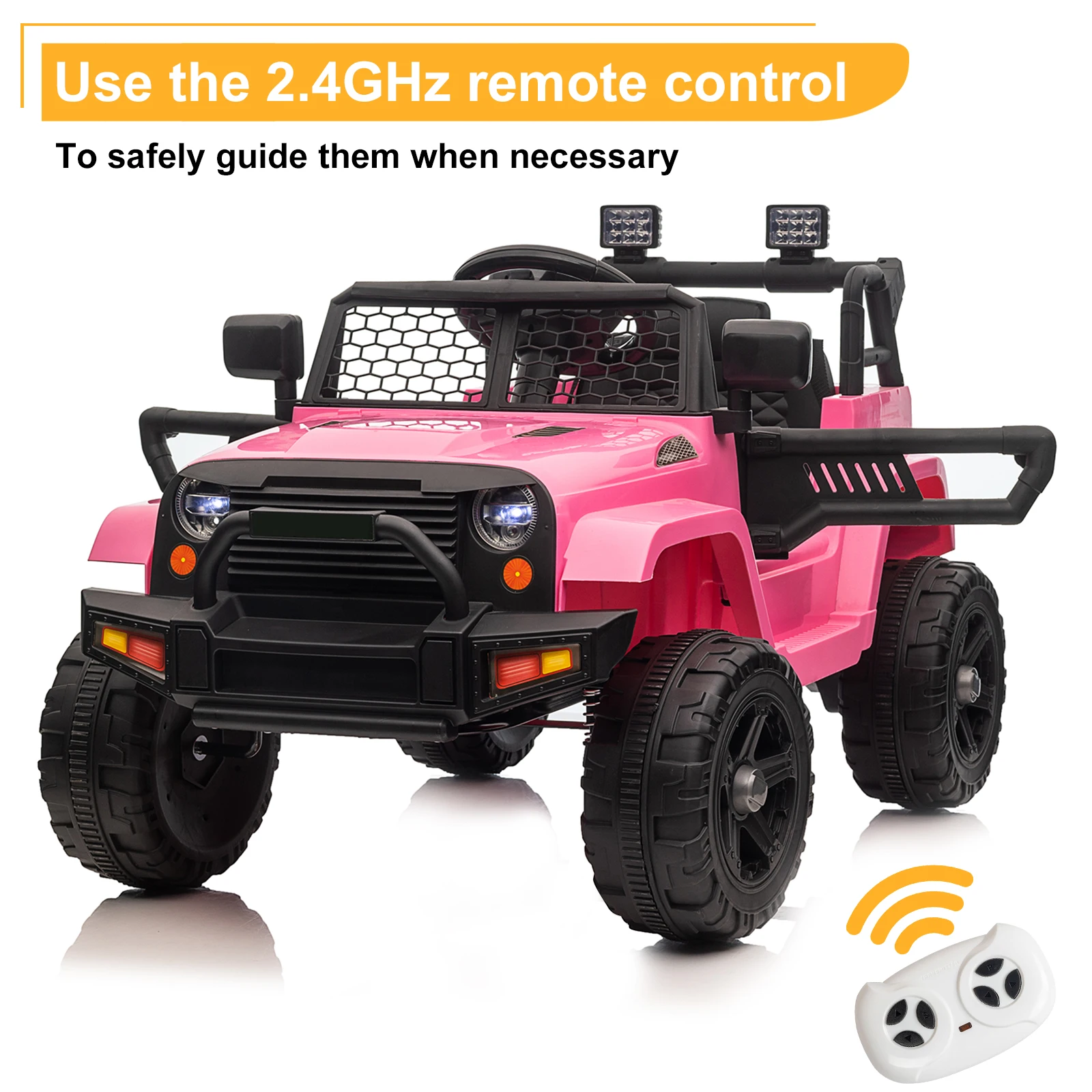 Kids' Ride on Vehicles Dual Drive 12V 4.5A.h with 2.4G Remote Control Jeep Pink Outdoor Fun Toys