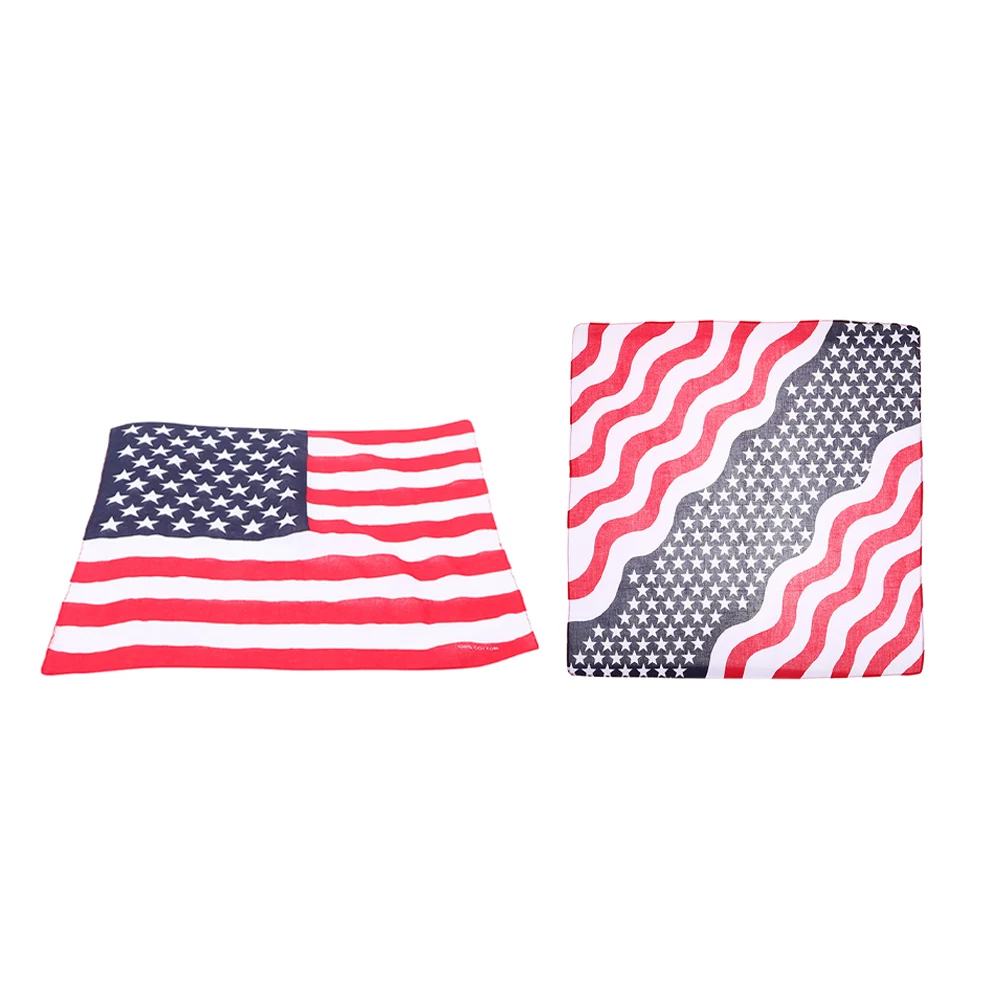 

2Pcs American Flag Scarf Printed Headscarf Multifunctional Bandana Cloth Headband Handkerchief Outdoor Activities Soft Durable