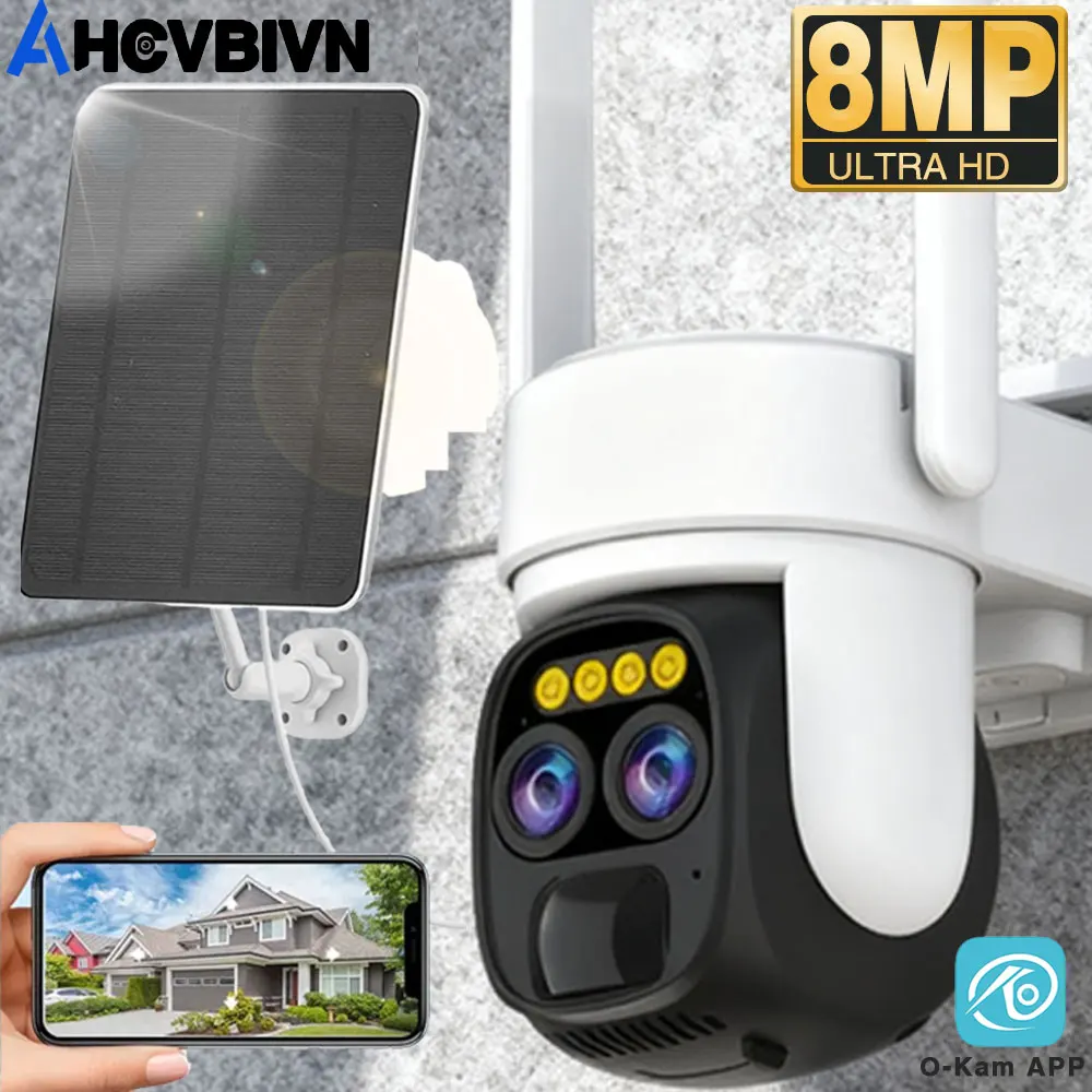 

Dual Lens 10X Zoom PTZ 8MP Security Solar WIFI Camera Two Way Audio PIR Outdoor Waterproof CCTV Surveillance Wireless IP Camera