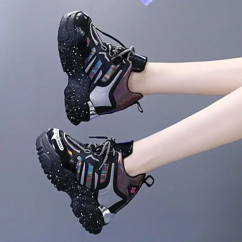 2025 نساء خريف شتاء أحذية رياضية كاجوال كعب مخفي نعل سميك منصة متعددة الاستخدامات أحذية أبي #2