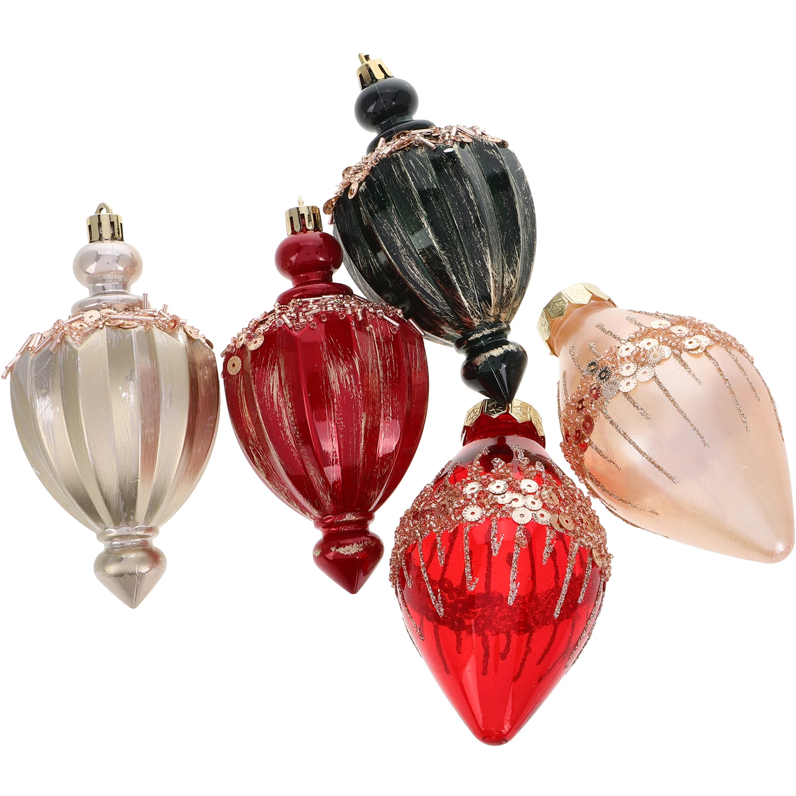 

5pcs Christmas Tree Hanging Decorations Water Drop Spiral Shaped Ornaments Festive Holiday Decor Plastic Lightweight Reusable