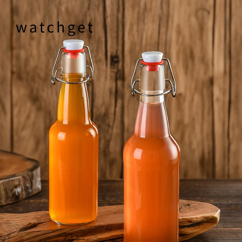watchget Clear Snap Seal Glass Storage Bottles, Empty Ferment Jars for Enzyme, Juice, Homemade Fruit Wine & Spirits