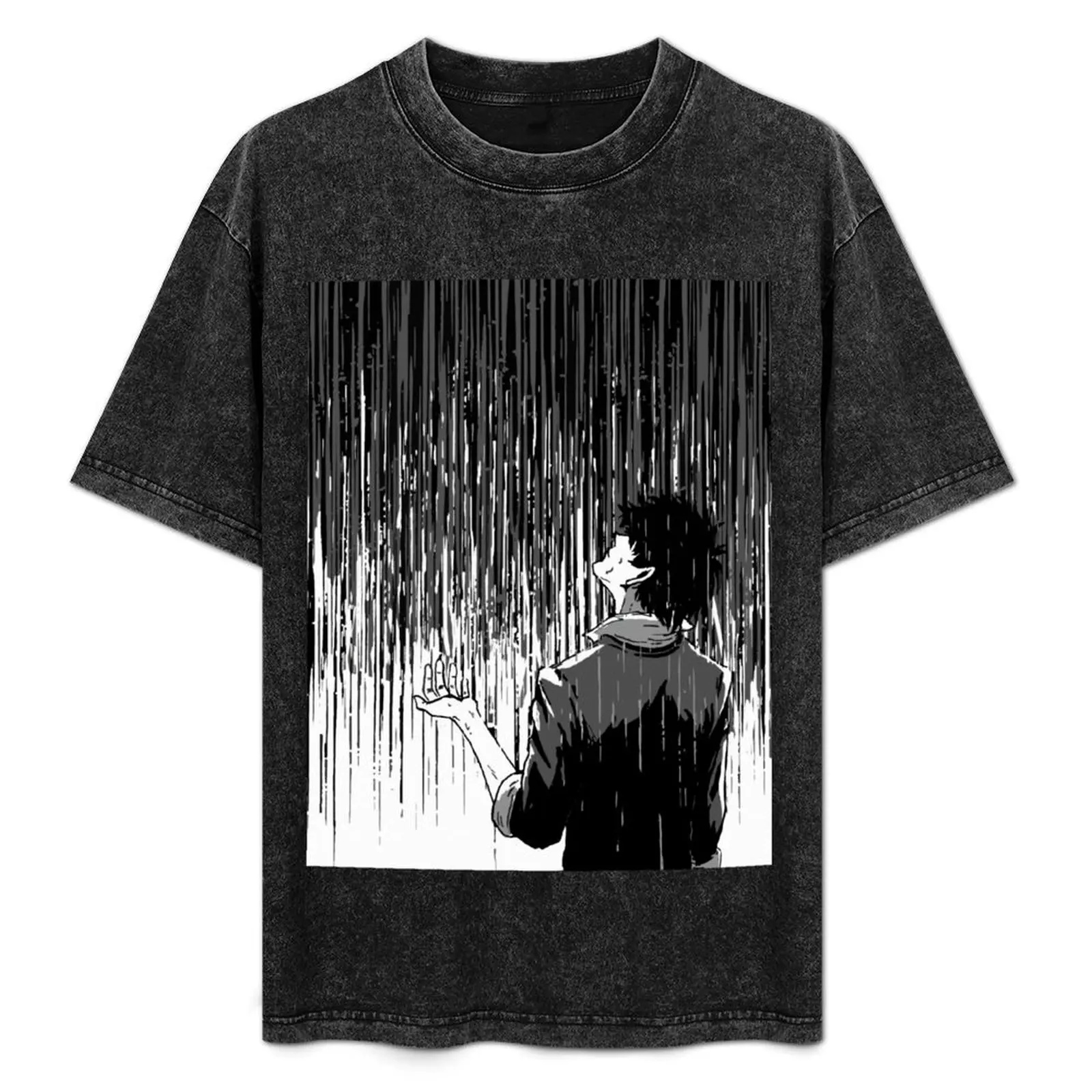 

Rain T-Shirt anime figures Short sleeve tee mens vintage t shirts