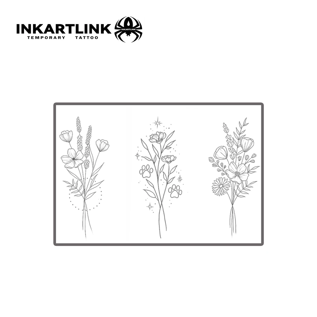 Three Little Flowers temporary tattoo sticker, waterproof magic tattoo, lasts to 15 days fake tattoo, semi permanent tattoo