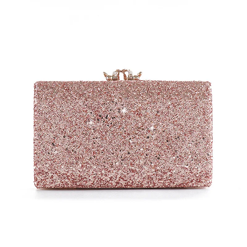 Vintage Evening Party Bags Sequins Rhinestone Clutch Women 2023 Fashion Shoulder Bags Luxury Designer Bridal Handbags Rose Gold
