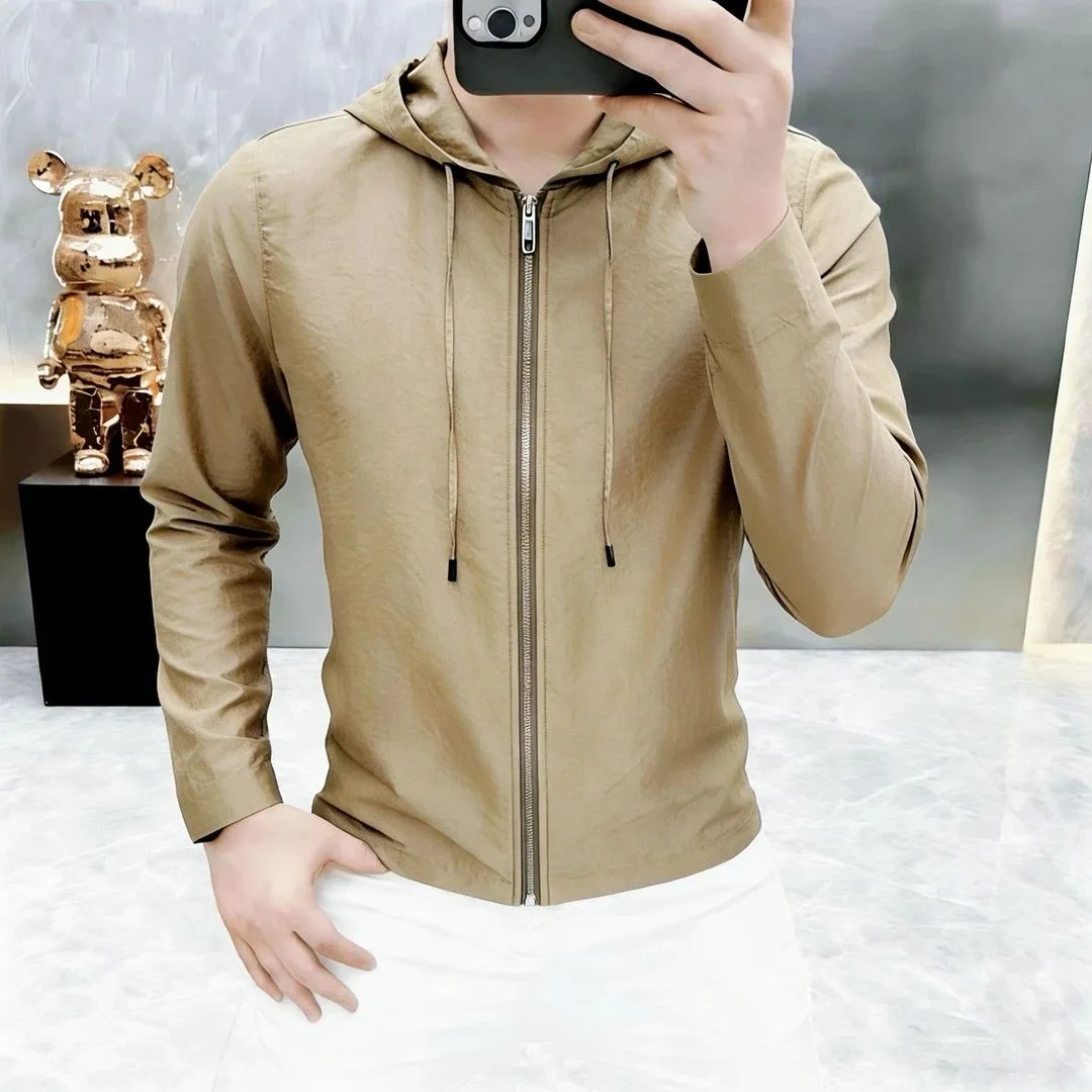 Men's Fashionable Casual Hooded Jacket Lightweight Spring Summer New Arrival Polyester Fiber Easy Care Urban Style Thin Outer...