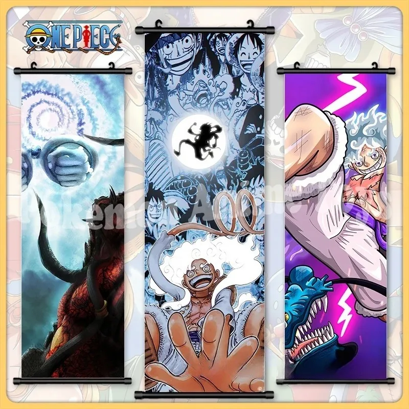 Home Decor Anime Poster Wall Art One Piece Luffy 5th Gear Painting Zoro Hanging Scroll Kaido Print Japanese Picture Poster