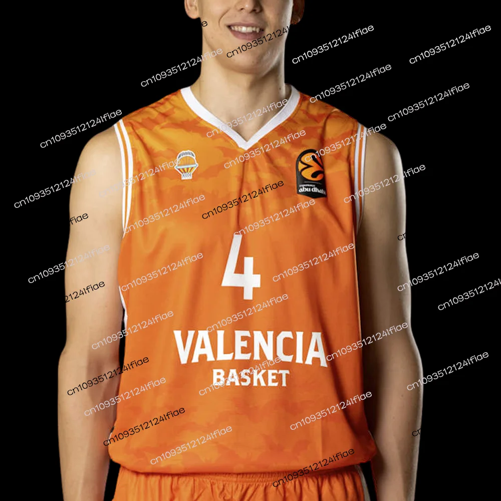 25/26 New Valencia Spain Basketball Vest, European Basketball Competition Jersey MONTERO Men #8 Vest Kids Special Jersey Kit 4