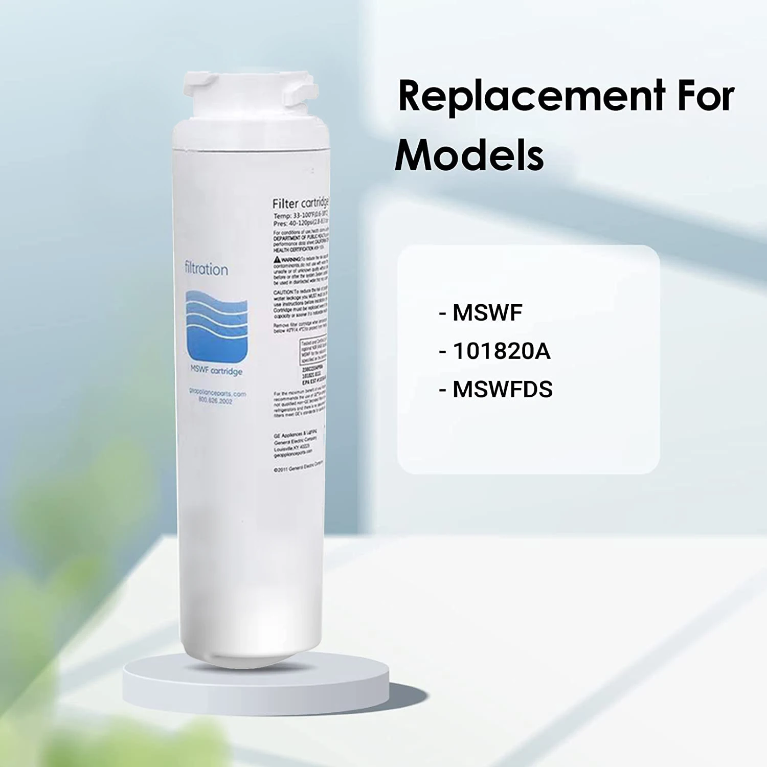 NSF Certified Mswf Refrigerator Water Filter for Ge MSWF SmartWater 101820A 101821B RWF1500A, Genuine Brand, Genuine