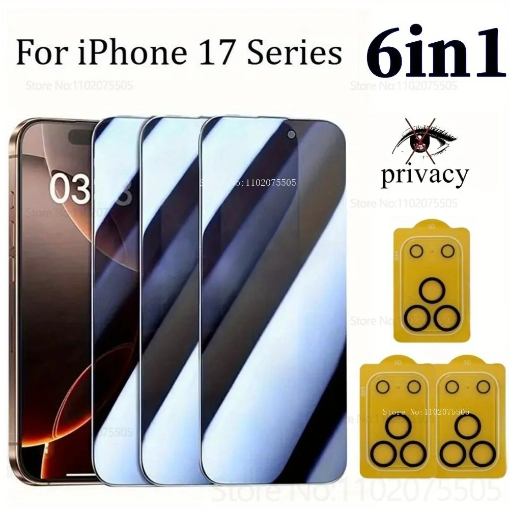 

3Pcs Privacy Tempered Glass+3Pcs Camera Lens Protectors for IPhone 17 16 Promax 14 15 Plus 17 Promax 13 12 Mini 17 Air 15 Promax