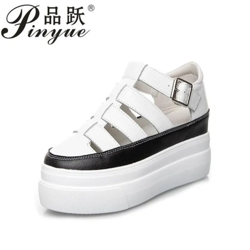 7cm Genuine leather Women Summer Casual Platform Shoes Fashion High Heels Woman Wedges Sneakers Heigh Increasing Outdoor sandal